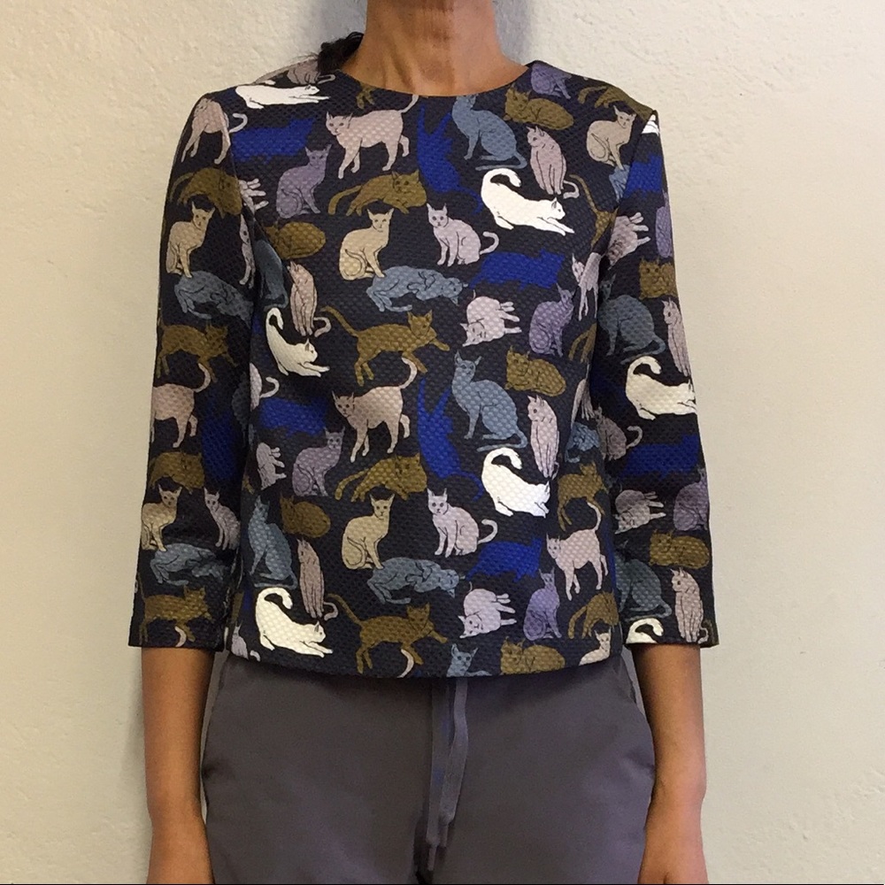 H & M Cat Print Top, XS